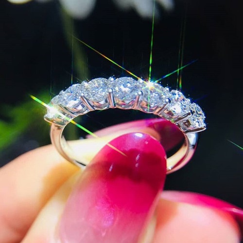 Luxury Round Cut Cubic Zircon Ring Women 925 Silver Filled Jewelry Sz 6-10