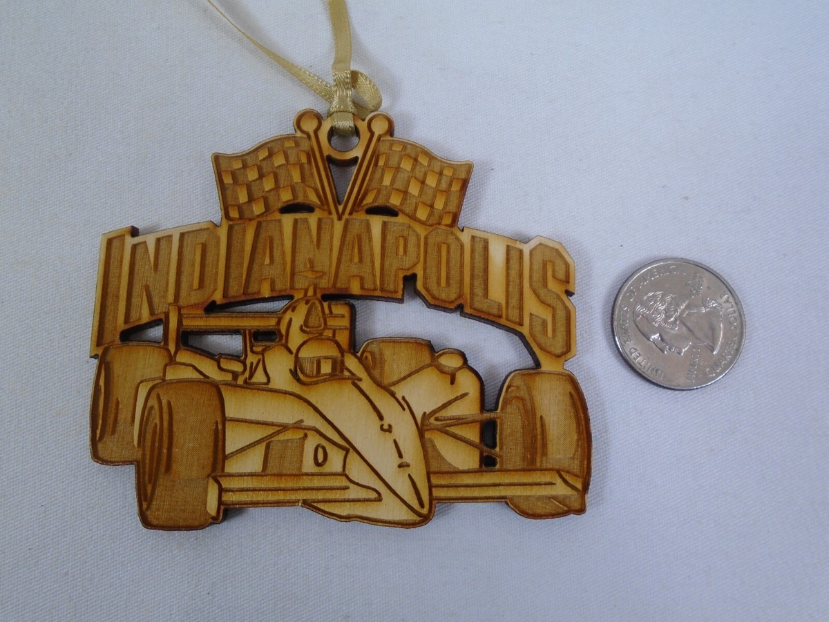 Indianapolis IndyCar Christmas Ornament Wood Laser Engraved Cut