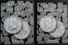 Set of 2 - He Harris Kennedy Half Dollar Coin Folders # 1-2 1964-1999 Album Book