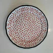 Anthropologie Ceramic Red Dot Plates from Portugal, Set of 2, 8.5" dia.