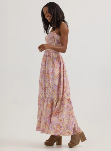 BEST CHOICE WRANGLER Women's Smocked Bodice Maxi Dress, Pastel Paisley - Picture 6 of 6