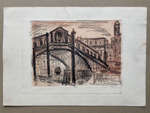 Aquatinta Kohle Rialtobrücke Venedig Italien Expressiv Modern Art - Bild 2 von 9