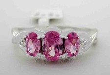 LAB CREATED PINK  WHITE SAPPHIRES RING .925 SILVER - New with Tag
