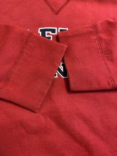 Vintage Tommy Jeans Hilfiger Denim Embroidered Crewneck Sweatshirt XL Red Weave - Picture 4 of 7
