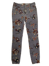 Anthropologie Pilcro Corduroy High Rise Skinny Jeans Gray Floral Size 27