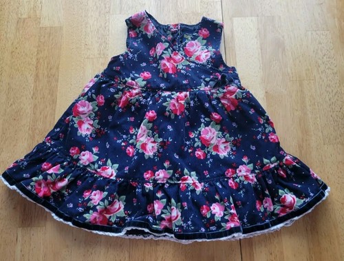 Vintage Oshkosh Baby Girls Size 12m Floral Corduroy Layered Skirt Dress - Picture 2 of 10