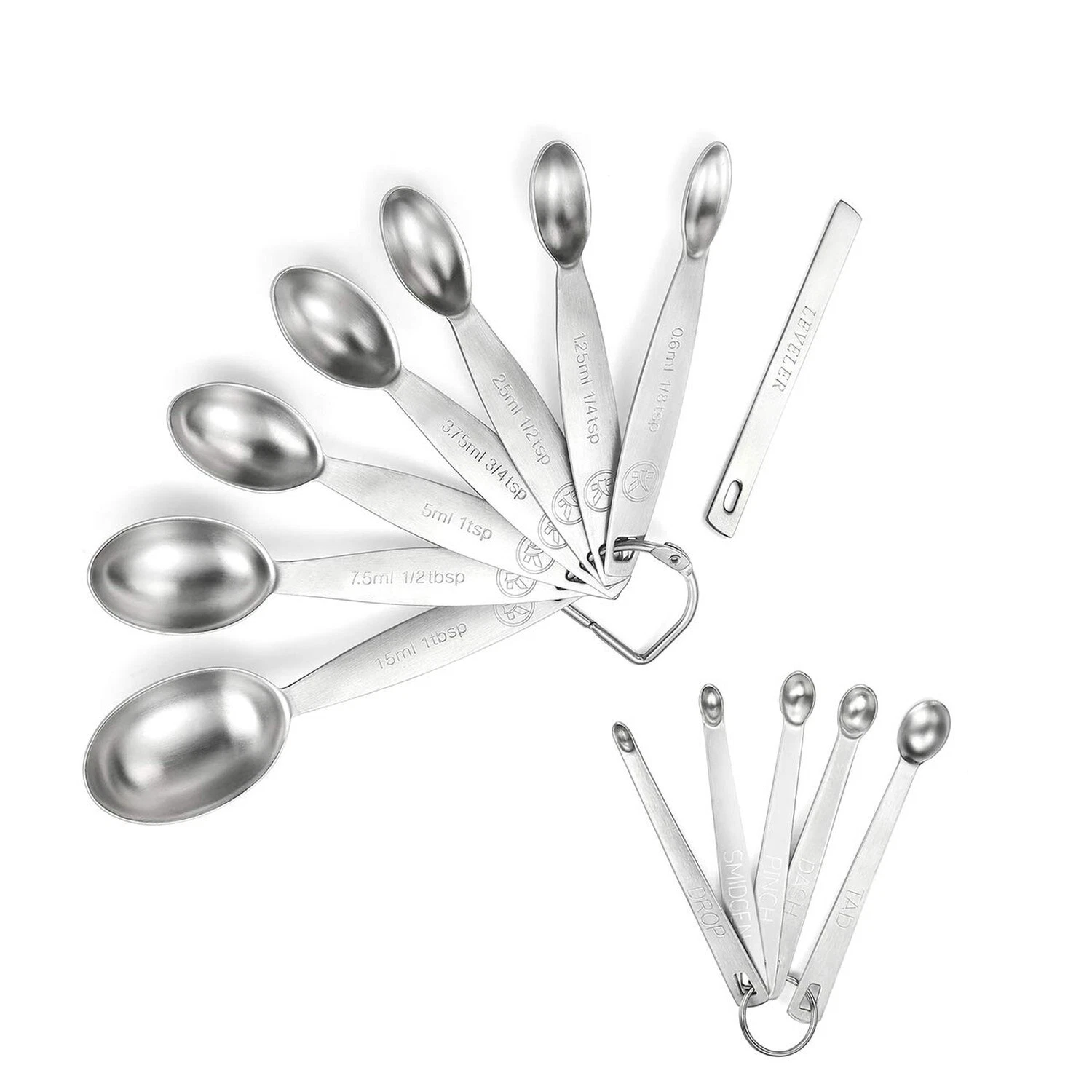 18/8 Stainless Steel Measuring Spoons Set of 13 Piece, Includes 7 Oval Measur...
