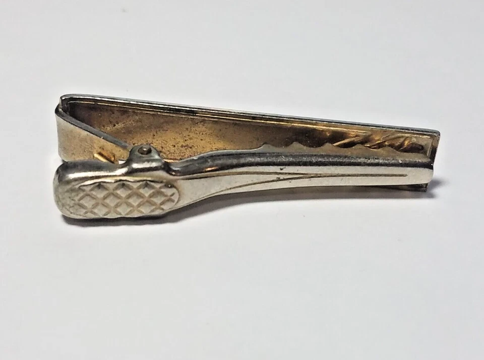 Vintage Gold Tone Horse Head Rectangular Shaped Black Enamel Tie Bar Costume Foto 4 de 4