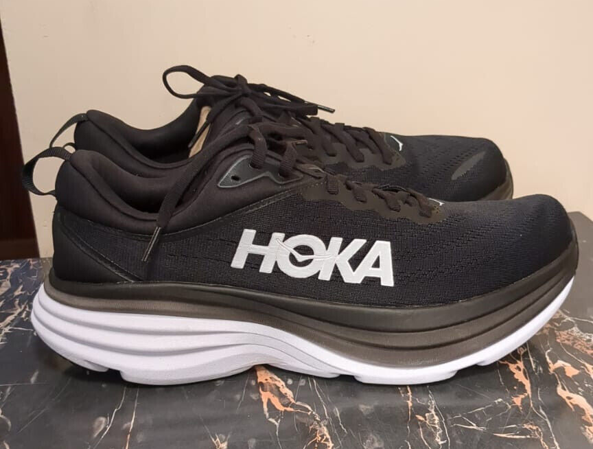 Hoka One One Men's Bondi 8 Black/White Running Shoes 1123202
