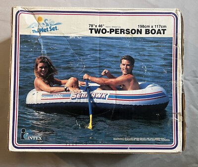 Vintage 1993 Wet Set Intex Two Person Boat Seahawk 200 White 78 x46  Inflatable