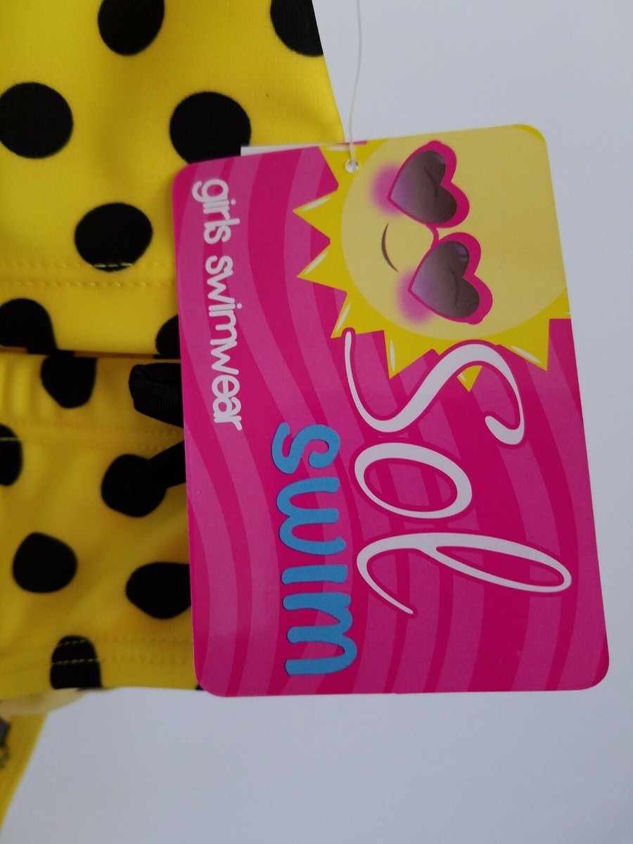 Sol Swim Toddler Girls Piece Polka Dot Bathing Swimsuit Yellow