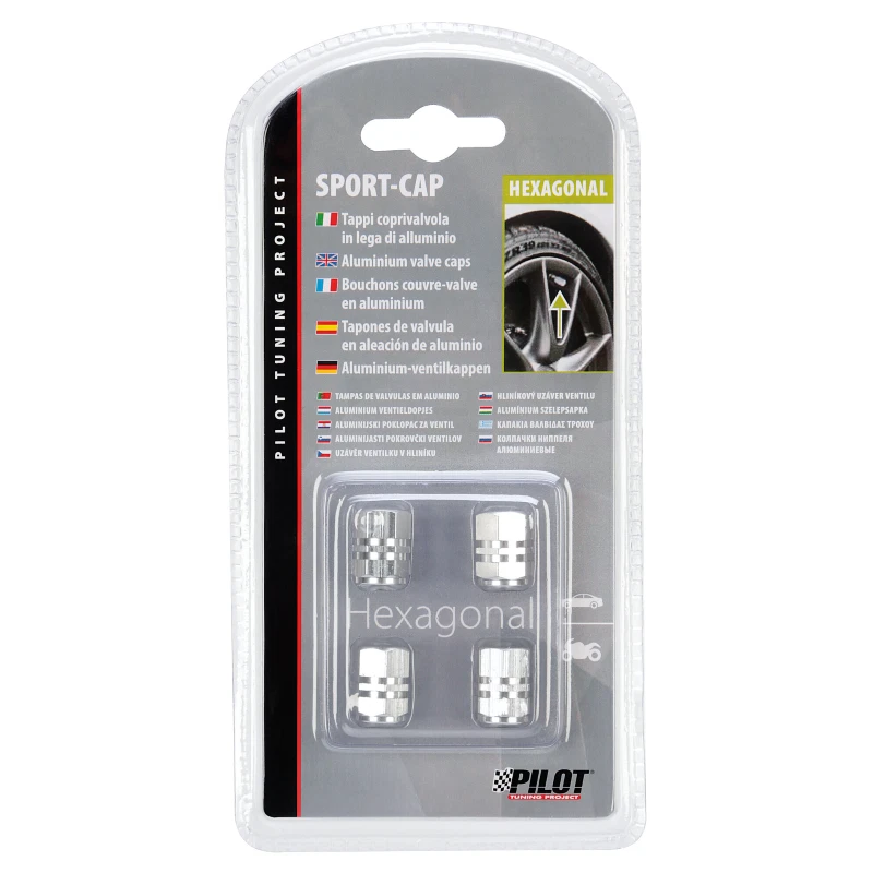 Universal Car Caps Valve Cover Set 4pcs Aluminum Sport-Cap Hexagonal Grey - Image 3 of 3