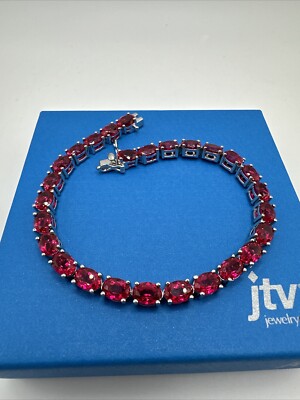 28,50 ctw Lab Created Rubin Ovalschliff Sterlingsilber Tennisarmband 8 Zoll