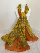 Classic Baroque Lightweight Georgette Rectangle Fashion Scarf 180 cm x 110 cm