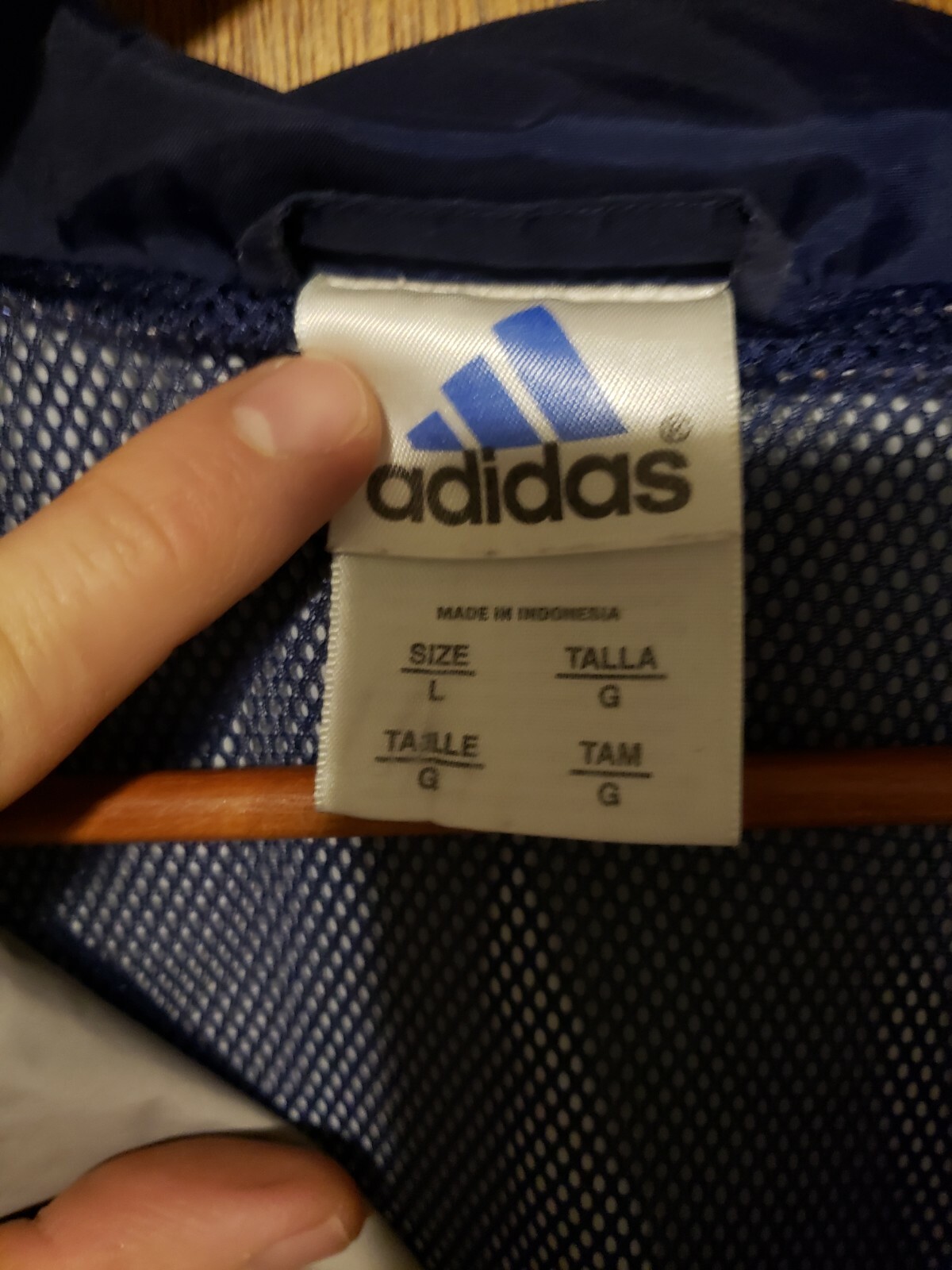 Adidas Windbreaker Large Blue Gray White - image 4