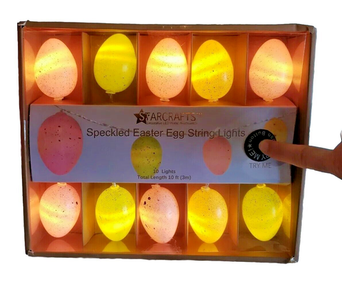 Easter Egg String Lights Speckled Pastel Colors 10 Lights 10 Ft String Battery