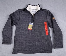 Orvis Mens Sherpa Fleece Lined 1/4 Zip Pullover Heather Gray Sweater Sz Medium