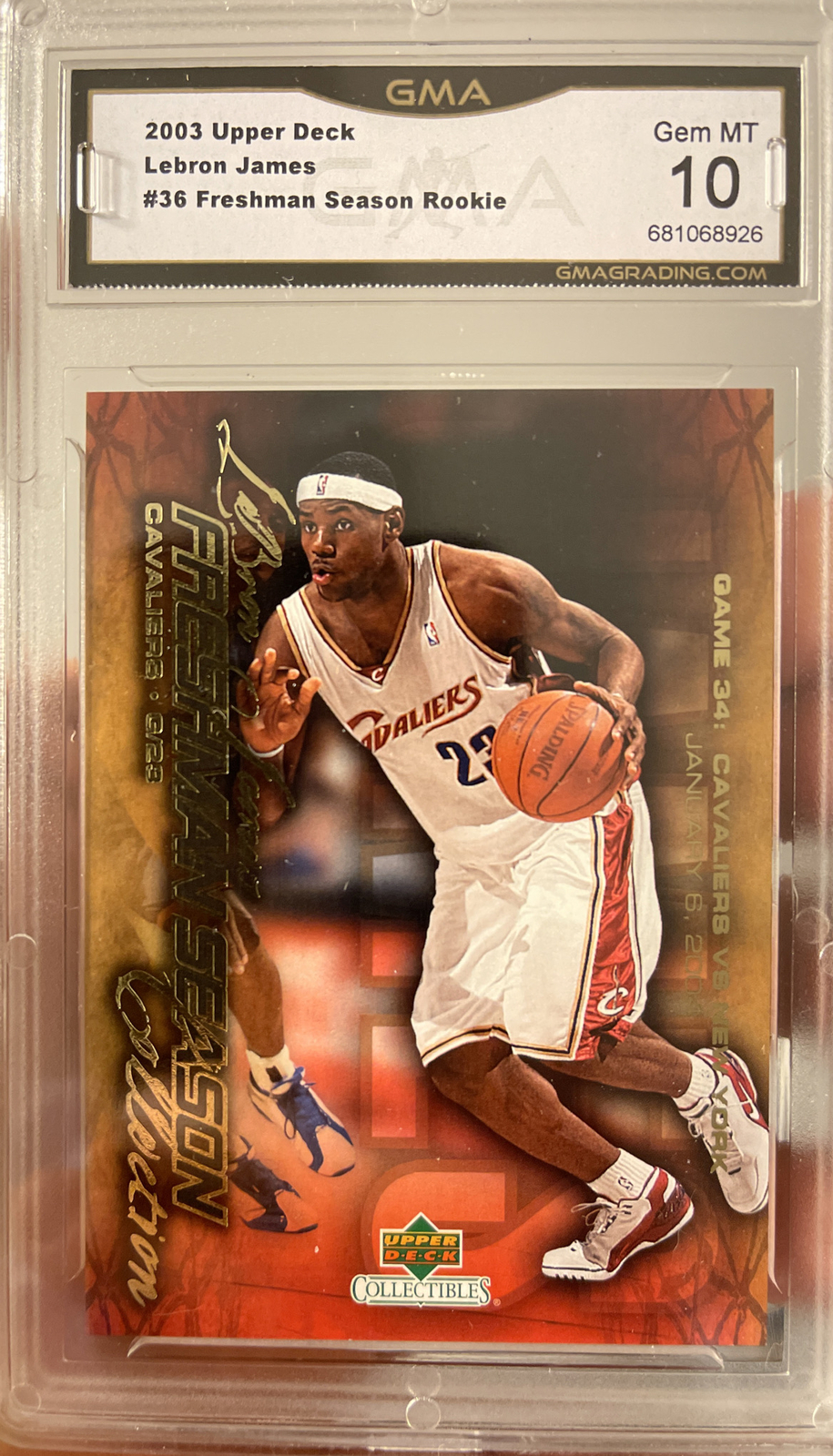 2003 Upper Deck Rookie LeBron James Freshman Season Collectibles #36 GEM Mint 10