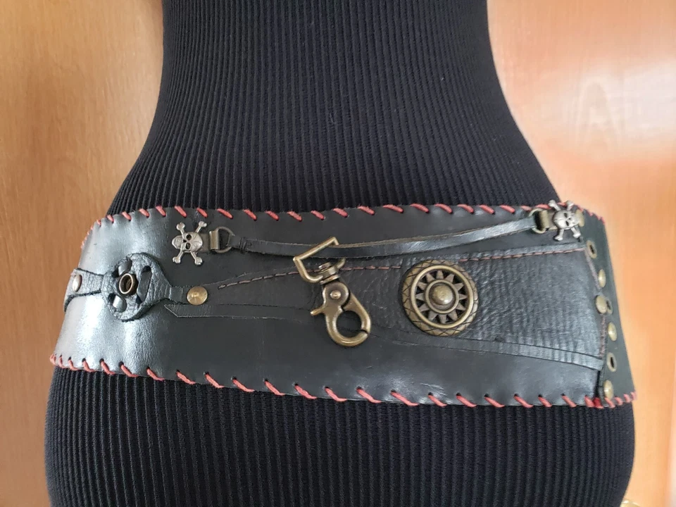 Cinturón de cuero holgado hecho a mano disfraz gótico boho steampunk Burning Man Festival Foto 2 de 4