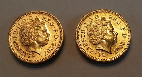 2007 great britain one pound coins 2 total