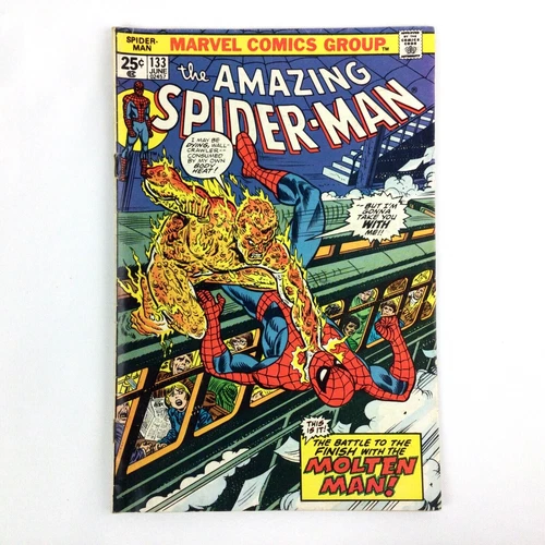 Amazing Spider-Man #133 (1974 Marvel Comics) Molten Man ~ MVS Intact VG/FN