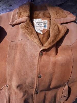 Vtg Pioneer Wear Suede Jacket Size 40 Leather Brown Sherpa Lined