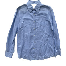 Brunello Cucinelli Mens "Basic Fit" Striped Knit Button-Down Shirt Blue/White