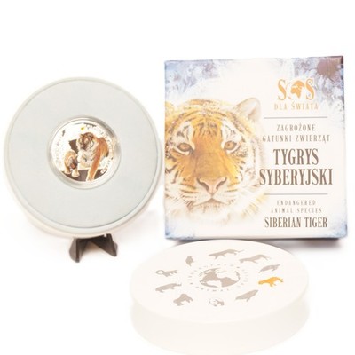 2014 Niue Silver $1 Siberian Tiger Swarovski