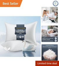 Soft 600 TC Cotton Queen Goose Feather Pillows - Perfect for All Sleep Positions