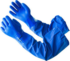 LANON 26" Elbow Length PVC Chemical Resistant Gloves, Heavy-Duty Long Rubber Glo