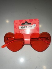 Unisex Heart Shaped Plastic Red Sunglasses