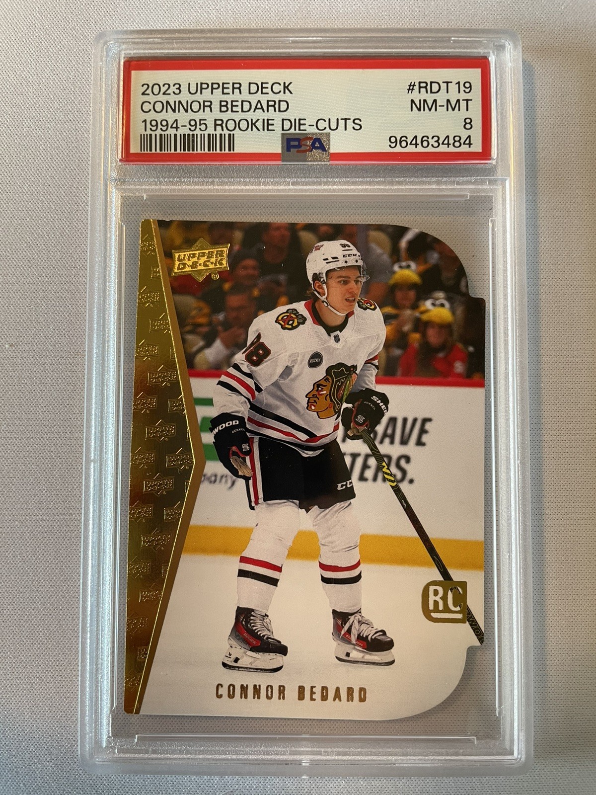 2023-24 Upper Deck #RDT-19 Connor Bedard PSA 8 RC 1994-95 Die-Cut Blackhawks