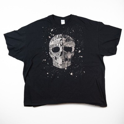 Las Vegas Skull Outlaw T-Shirt Men s 2XL Black Graphic Short Sleeve Tee