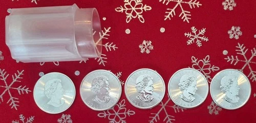 2021 Canadian $5 Silver Maple Leaf 1oz Silver Coin - Lot of 5 Coins