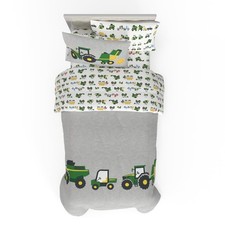Franco Kids John Deere Farm Equipment Bedding 4 Piece Super Soft Reversible C...