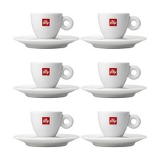 Set 6 tazzine Caffe' Illy in porcellana con piattino