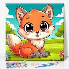 Framed Paint by Numbers Kit for Kids Ages 8-12, Easy Fox Paint by Numbers Fox-1