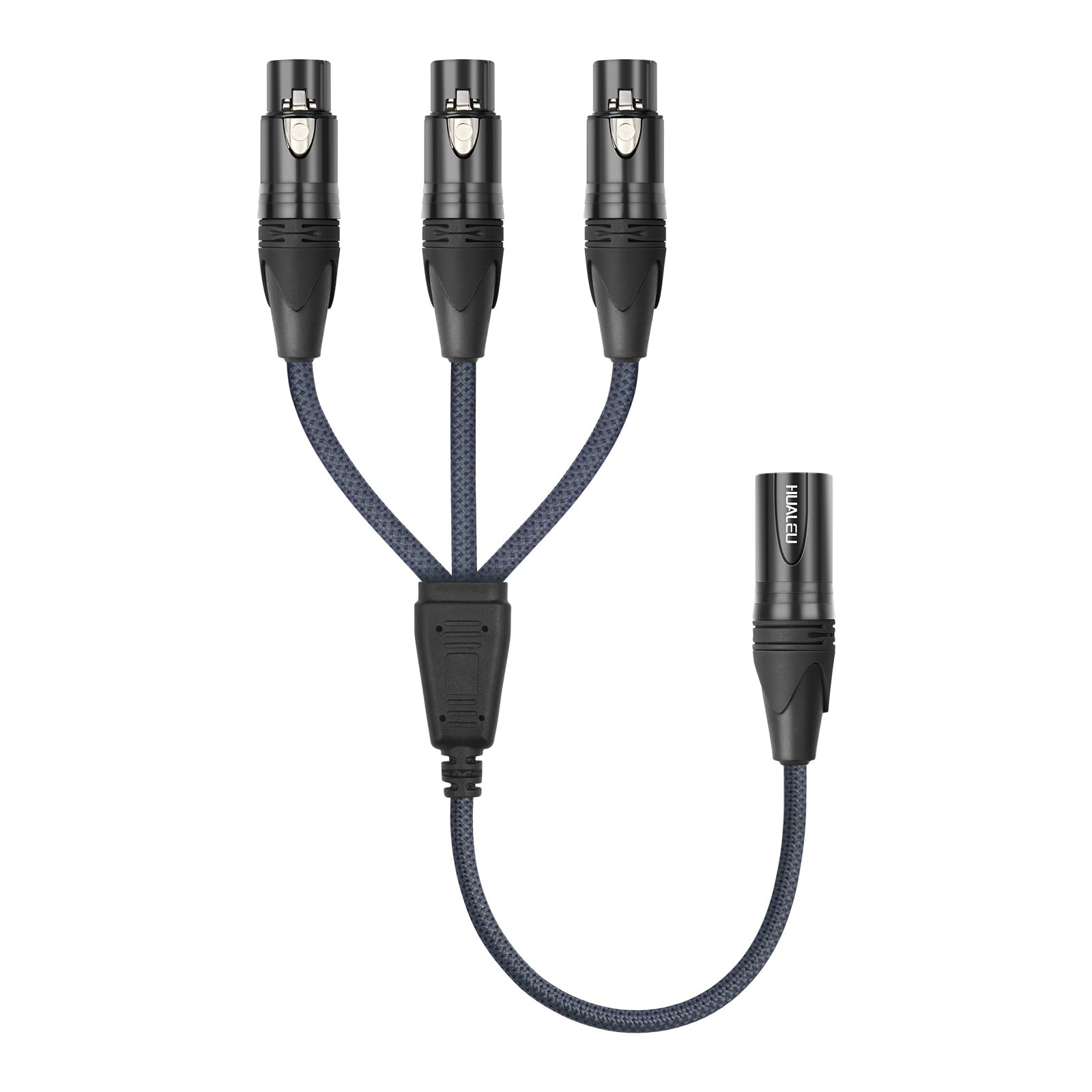 2FT 3Pin XLR Male to 3 Female Y Splitter Cable,XLR Splitter 1 Male to 3 Femal...