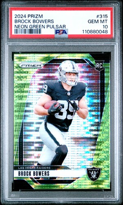 #ad 2024 Panini Prizm #315 Brock Bowers Neon Green Pulsar PSA 10 $80.00
