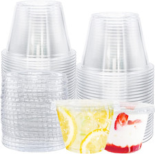 50 Pack Clear Cups with Lids,6 Oz Plastic Disposable Cups with Flat Lids No Hole