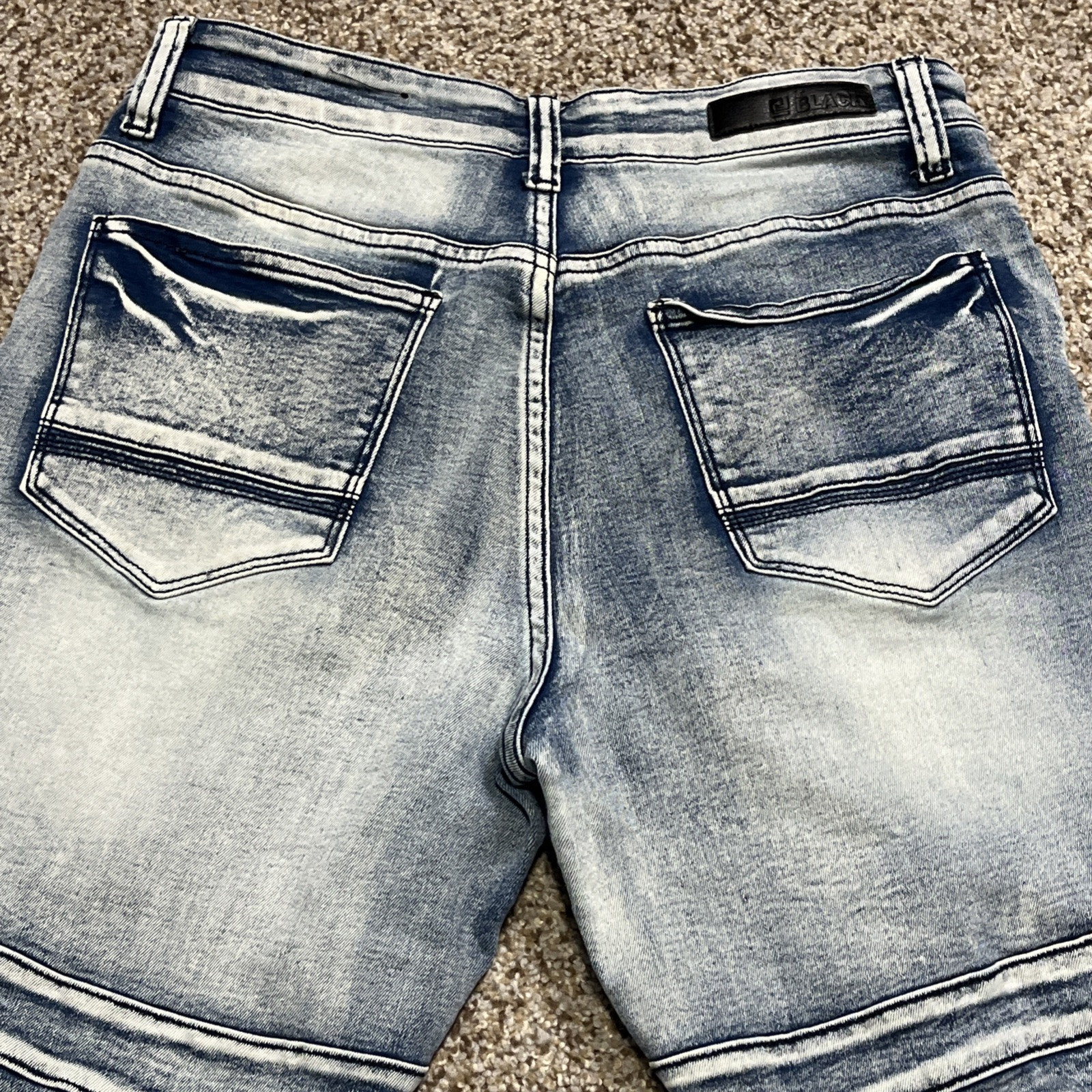 CJ Black Premium Men's Moto Denim Jean Shorts 30 Blue Distressed - View 11