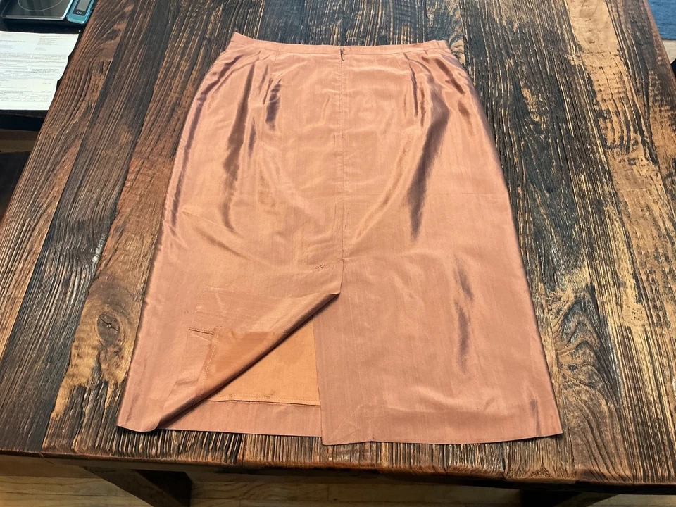 Pianoforte di Max Mara 女式裙子尺寸 44(美国 8 - 10)金属棕色 100% 真丝 — 第 3/4 张图片