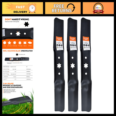 High Lift Mower Blades 3-Pack 942-05056 for 54'' Zero Turn Lawn Mowers - 6-Point