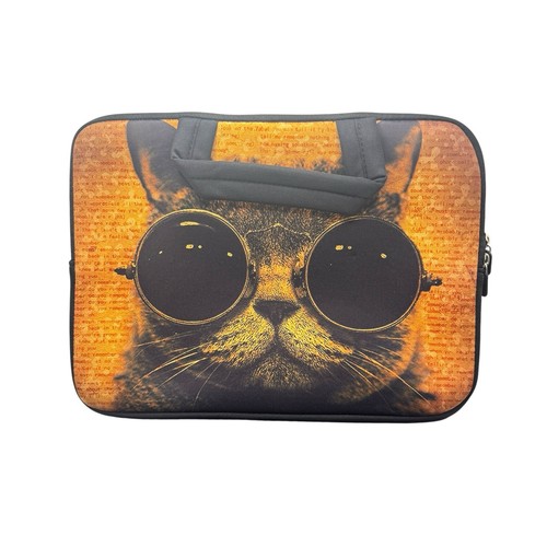 NEW 12” Laptop Sleeve Cat Sunglasses Neoprene Tablet Case 12.5x9.5 with Handles - 第 1/6 張圖片