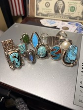 Vintage .925 Beautiful Navajo Jewelry Rings, Weighing 5 Ounces! Great Condition