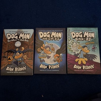 3x Dog Man Books: Hardcover Children Comic Books by Dav Pilkey YA Fiction - GUC