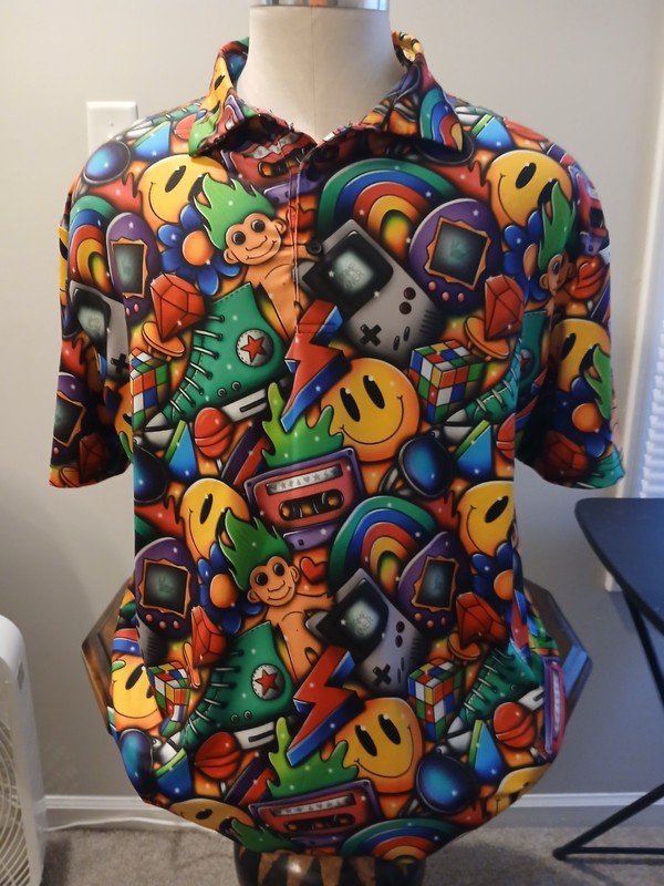 Plus One Golf Gear Polo Shirt Mens XL Gamer print   Stretch