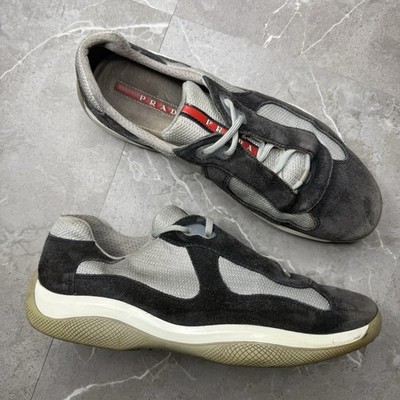 Prada American Cup Grey And Black Suede Men s Sneakers Size 9.5
