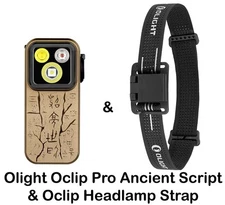 Olight Oclip Pro Ancient Script Flashlight w/Headlamp Strap, 500 Lumens