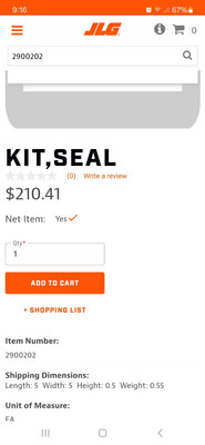 FOR JLG SEAL KIT - SWING HUB 2900202